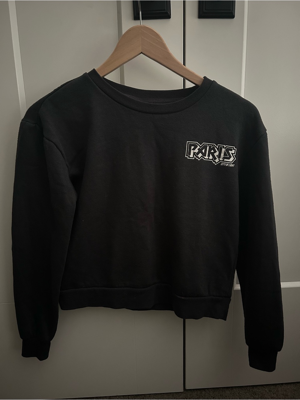 Mighty Fine Black Paris Graphic Crew Sweatshirt - Women